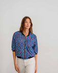 Pilbara Wildflowers Bomber Jacket | Women's 3/4 Sleeve Statement Jacket - Artwork by Carol Martin