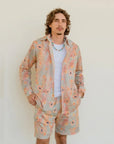 Breathable men's long sleeve resort shirt featuring original Aboriginal artwork, designed by Kirrikin.