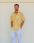 Men's Short Sleeve Honey Ants shirt featuring authentic First Nations artwork by Sally White for Kirrikin.