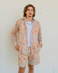 Lightweight and breathable men's swim shorts in the Dry Country pattern by Australian artist Sheryl Hicks.