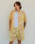 Kirrikin Men's Honey Ants casual board shorts with vibrant Australian Indigenous art print for summer wear.