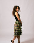 Shazza Tiered Skirt in Kimberley Grass and Leaves