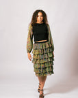 Shazza Tiered Skirt in Kimberley Grass and Leaves