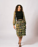 Shazza Tiered Skirt - Kimberley Grass and Leaves