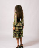 Shazza Tiered Skirt - Kimberley Grass and Leaves