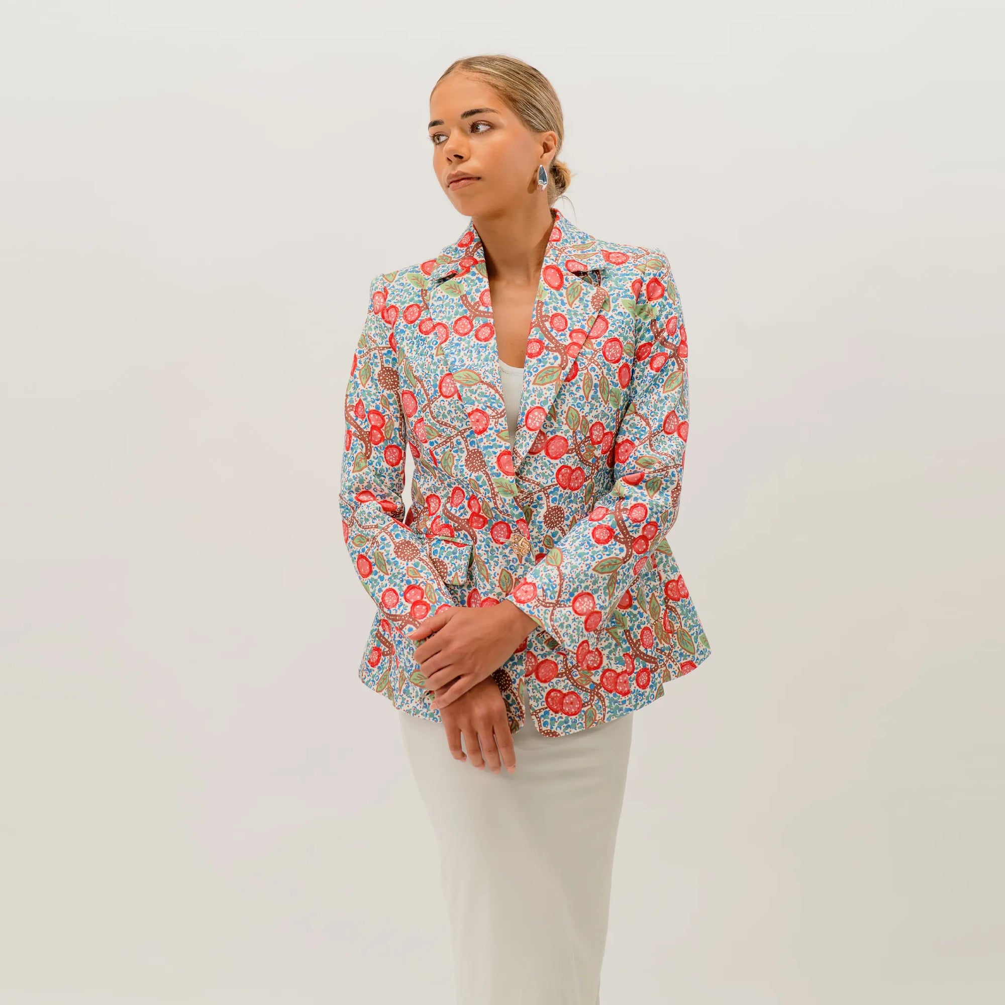 Women's Bushtucker Jacket by Kirrikin showcasing exclusive artwork by Australian artist Sally White