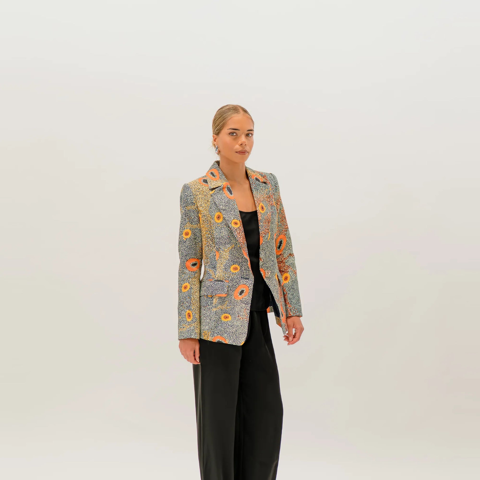 Colourful Australian print Dry Country Jacket designed with exclusive artwork by Sheryl Hicks