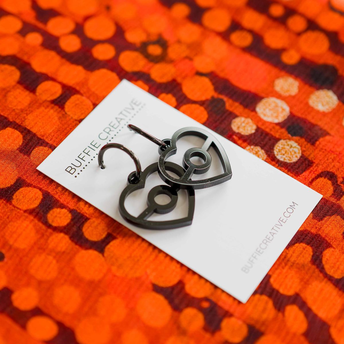 Aboriginal BlackFlag Heart Earrings – Dangle by Buffie Punch