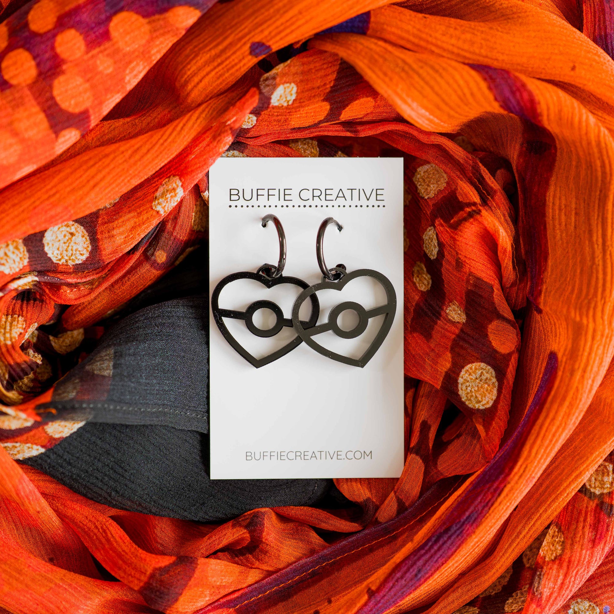 Aboriginal BlackFlag Heart Earrings – Dangle by Buffie Punch