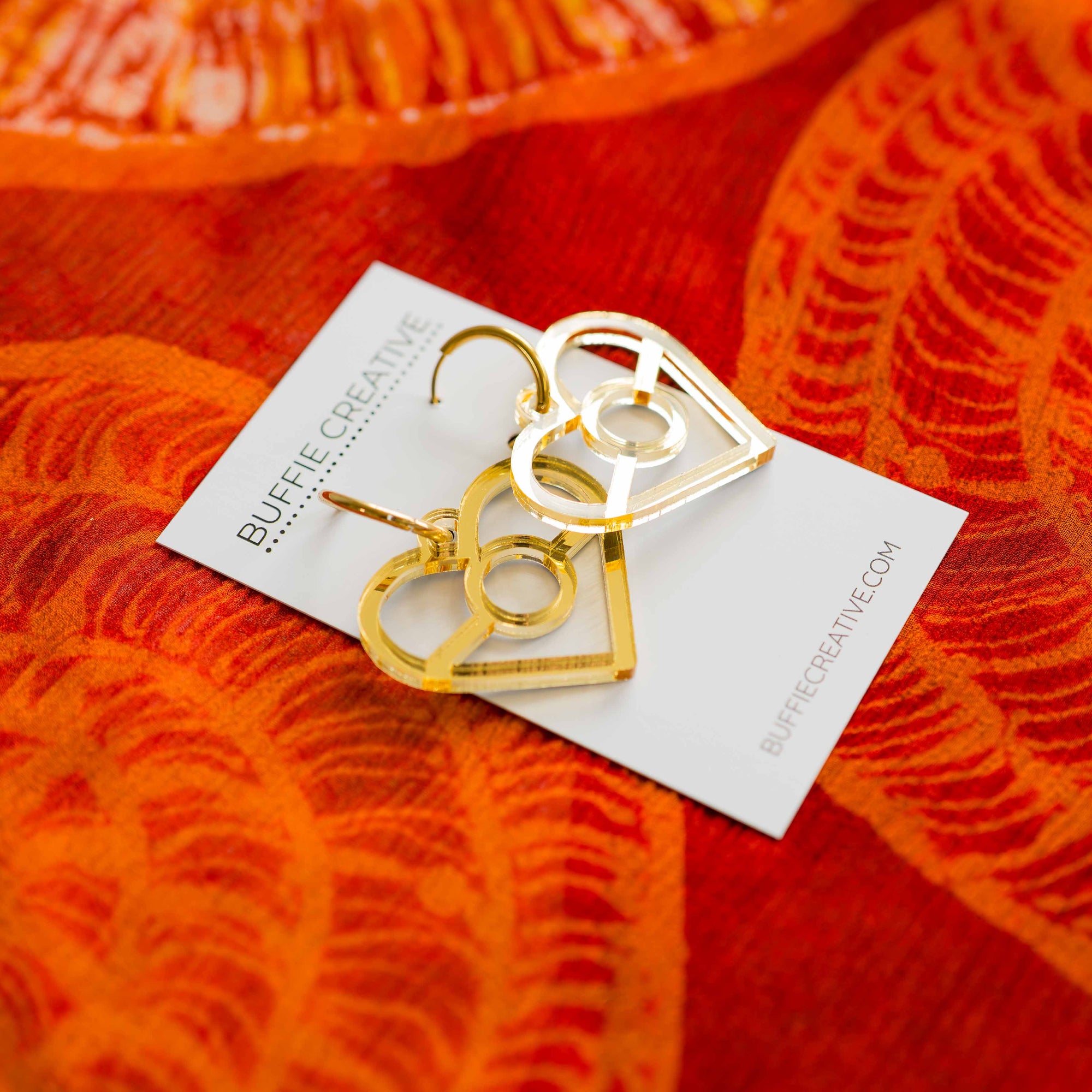 Aboriginal Gold Flag Heart Earrings – Dangle by Buffie Punch
