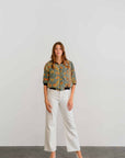 Dry Country Bomber Jacket | Women's 3/4 Sleeve Silk Mango Jacket- Artwork by Sheryl Hicks