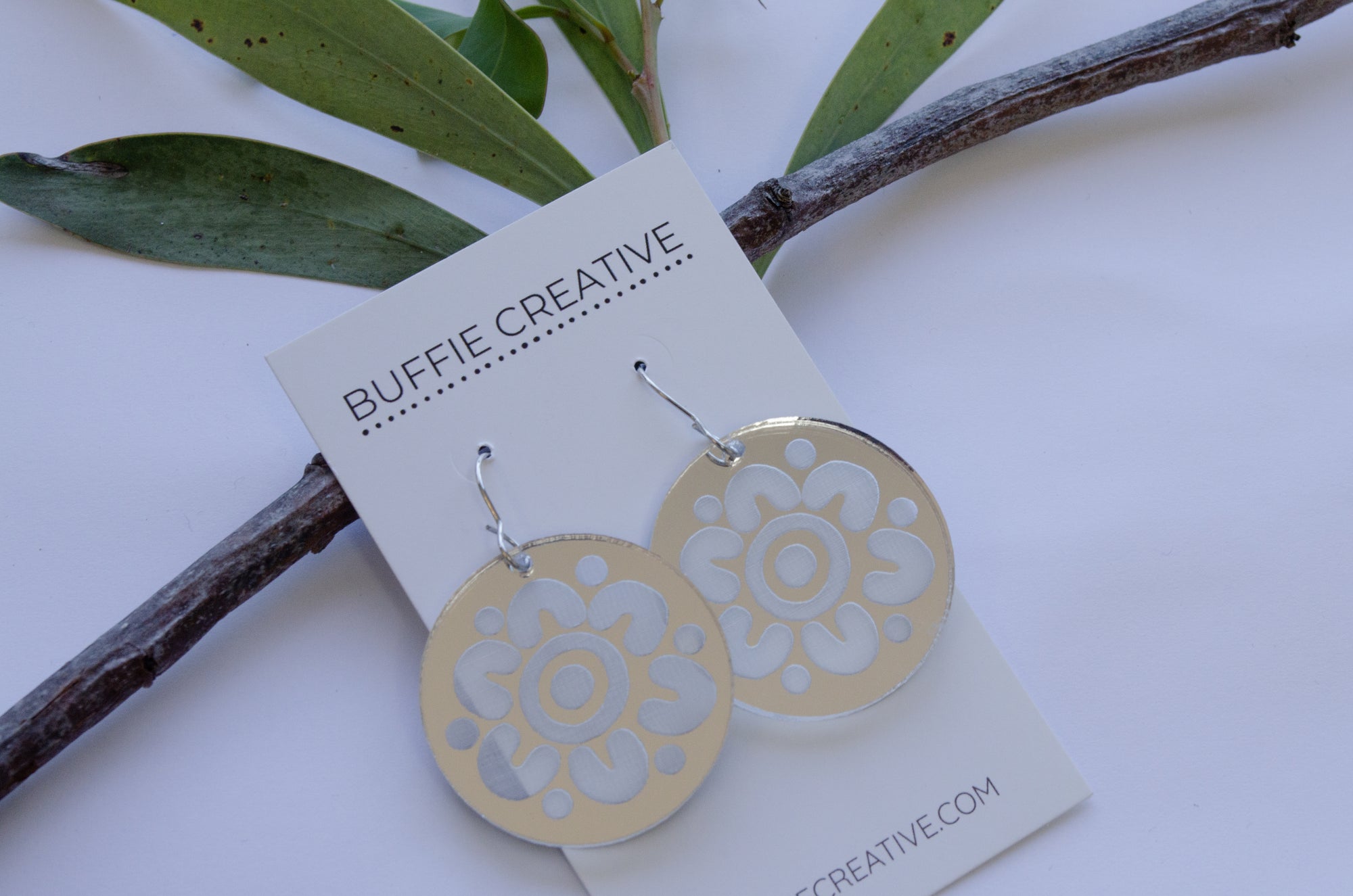 Gold &amp; White Circle Earrings by Buffie Punch