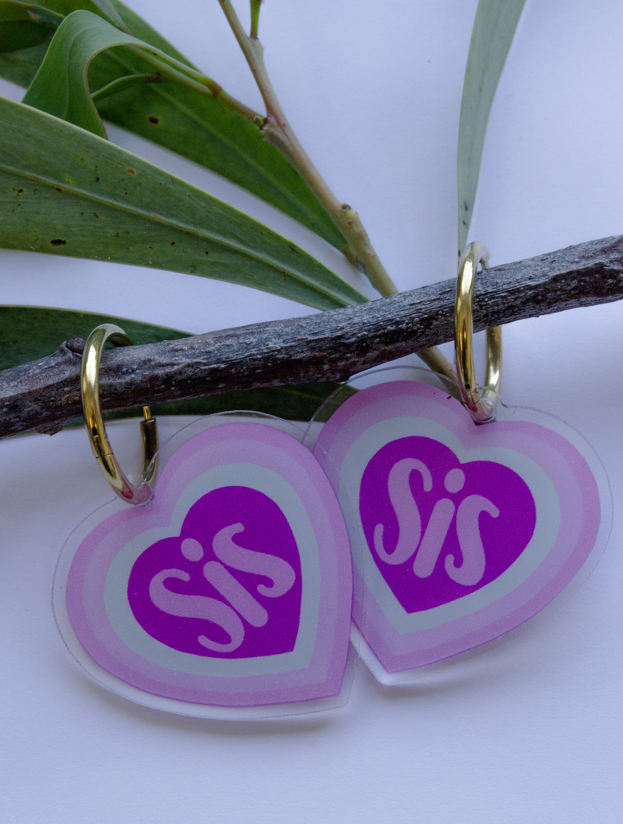 Sis Heart Earrings by Buffie Punch