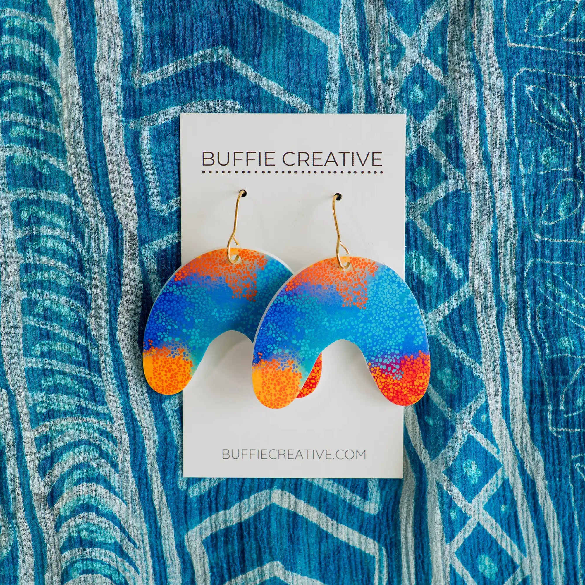 U Shape Makuru statement earrings featuring original Indigenous design by Aboriginal artist Buffie Punch.