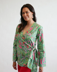Kirrikin Boodja wrap blouse featuring Indigenous artwork by Buffie Punch