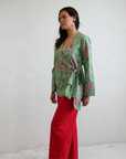 Kirrikin Boodja wrap blouse in poplin cotton